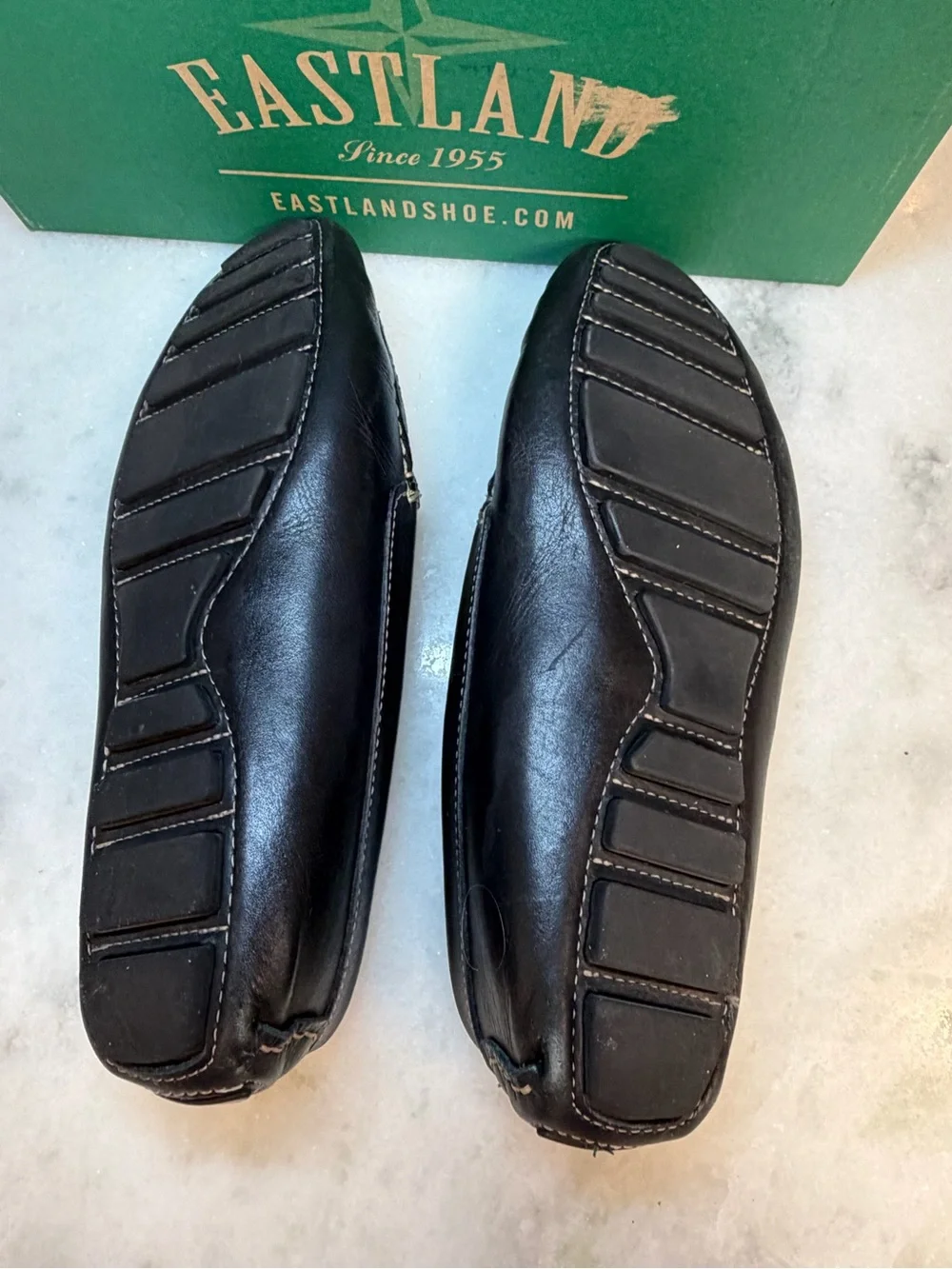 Eastland Black Woven Leather Slip-On Loafers 10M